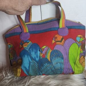 Laurel Burch Colorful  Parrot Print Women's Cosmetic Bag